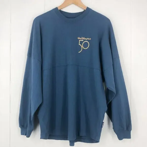 Walt Disney World 50th EARidescent Spirit Jersey Blue Gold Mickey Size Medium - Picture 2 of 16